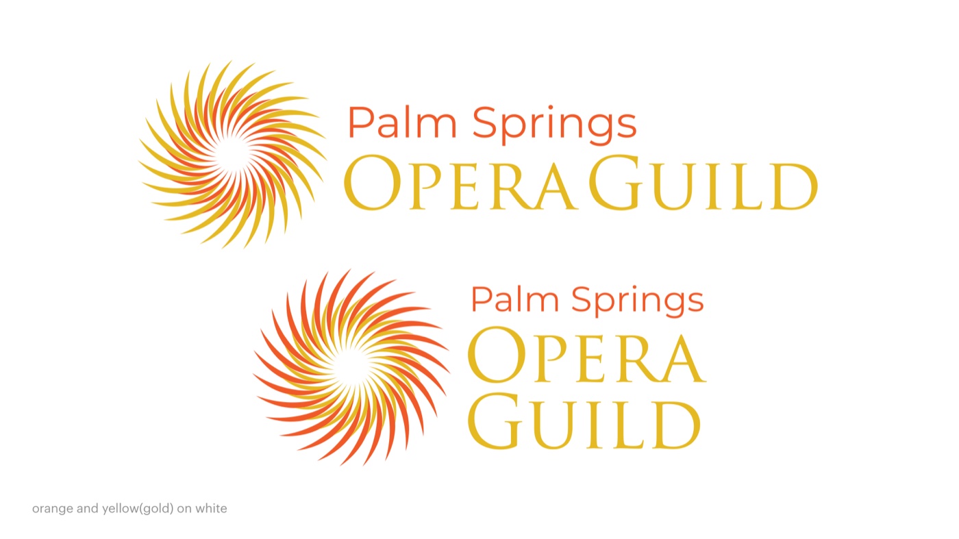 Logo usage guideline: orange and gold on white.