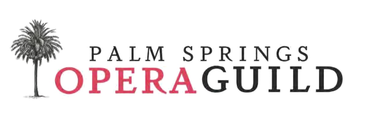 The old Palm Springs Opera Guild logo: an engraved palm tree beside the name in red and black serif capitals.