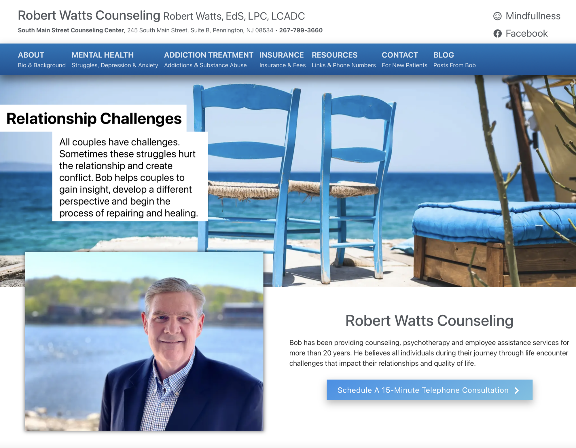 Therapist Website, Robert Watts, supporting work