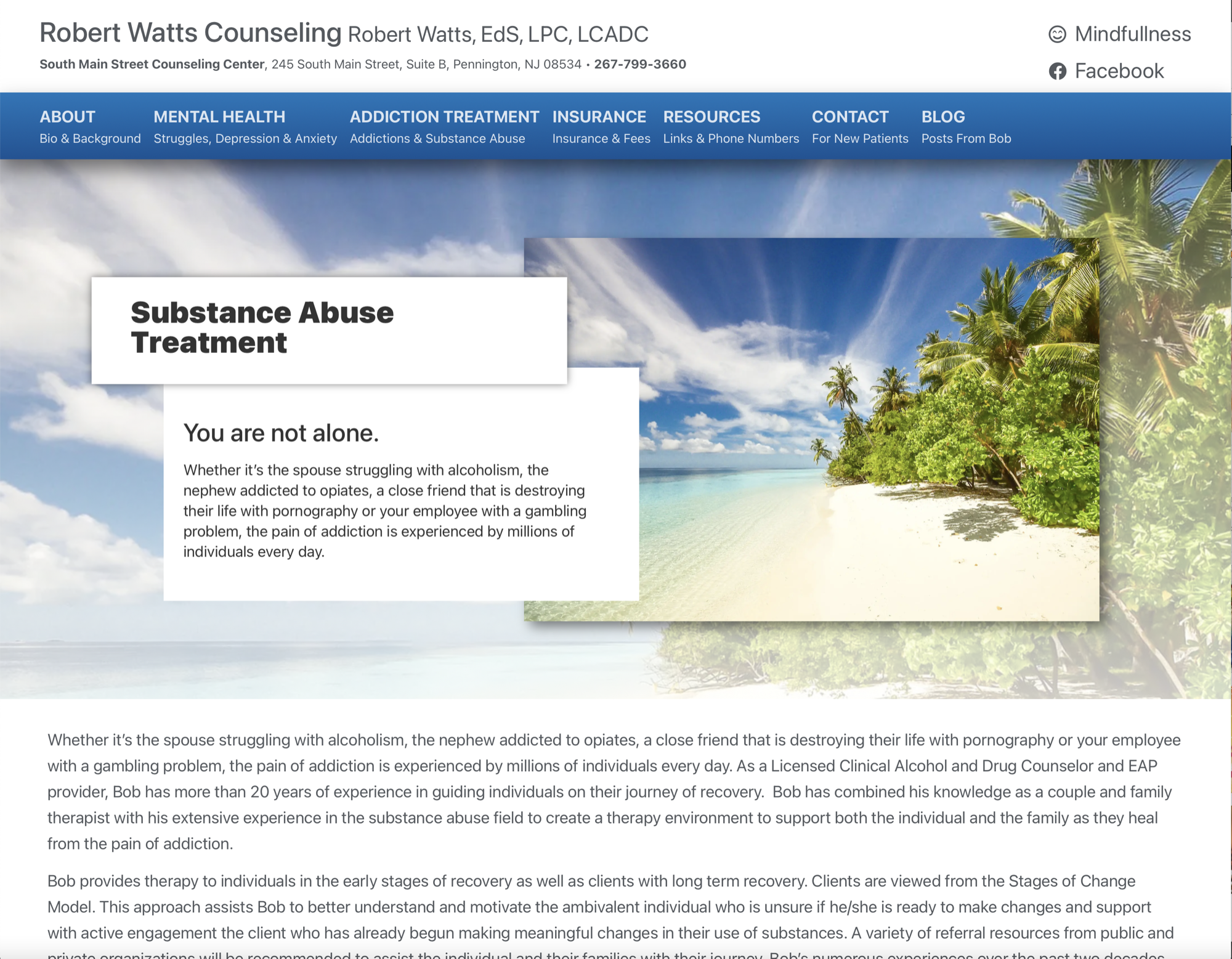 Therapist Website, Robert Watts, supporting work
