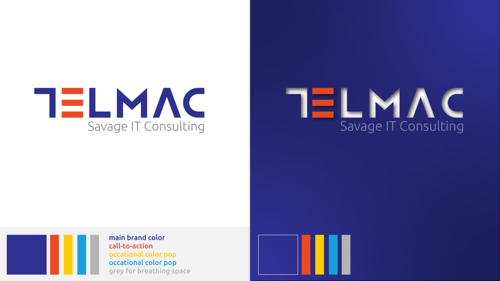 Color study, wordmark on light and blue