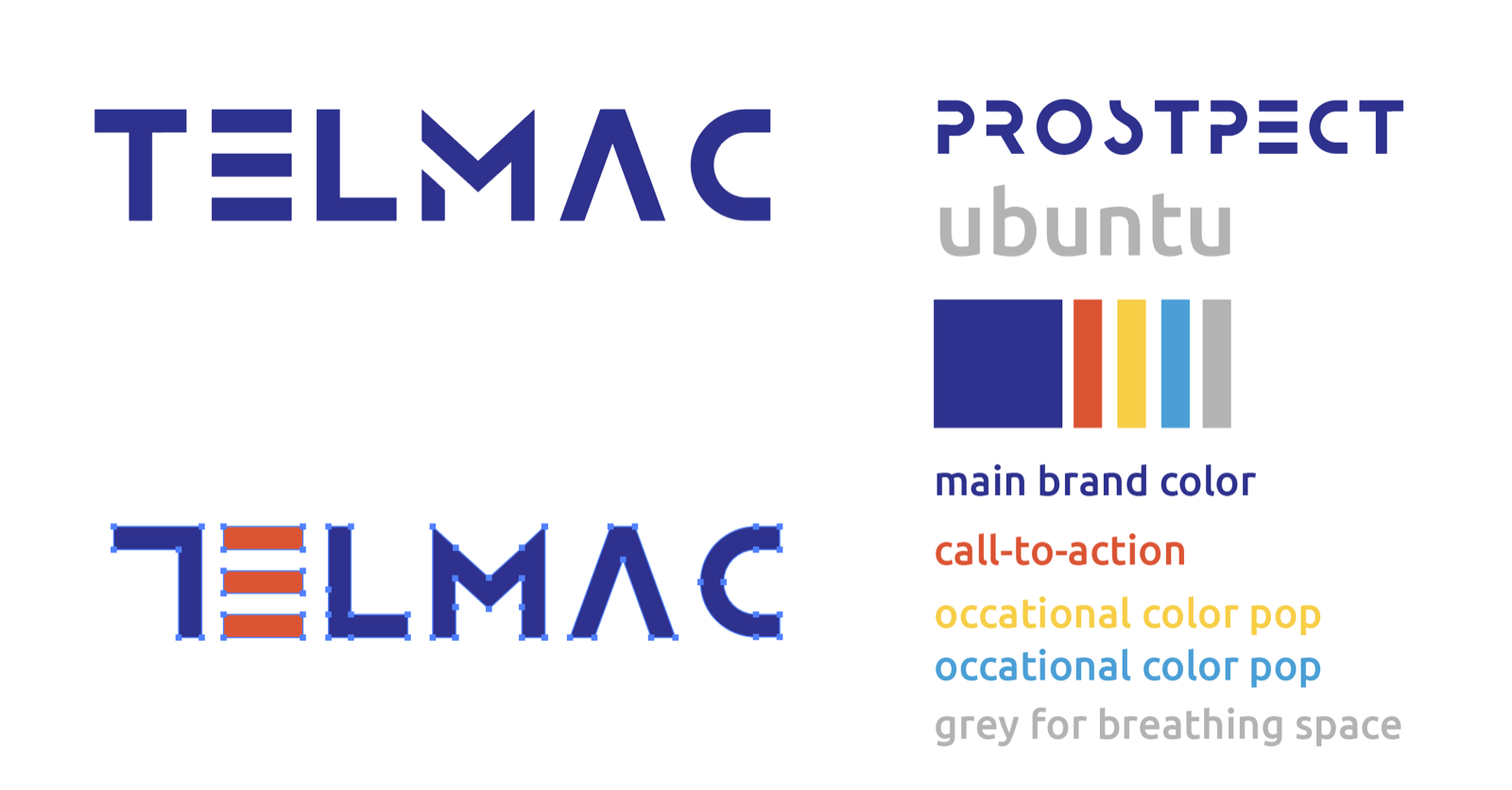 Refined geometric wordmark with the color system