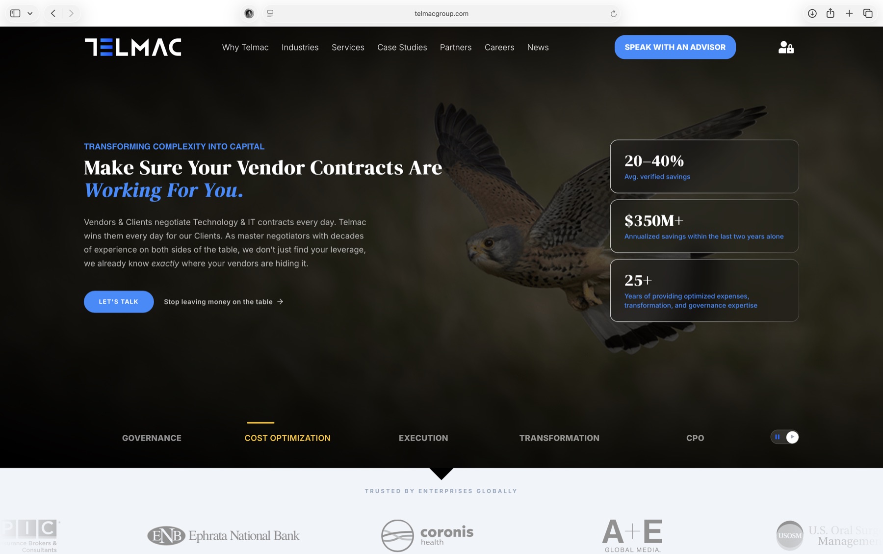 Telmac website, homepage