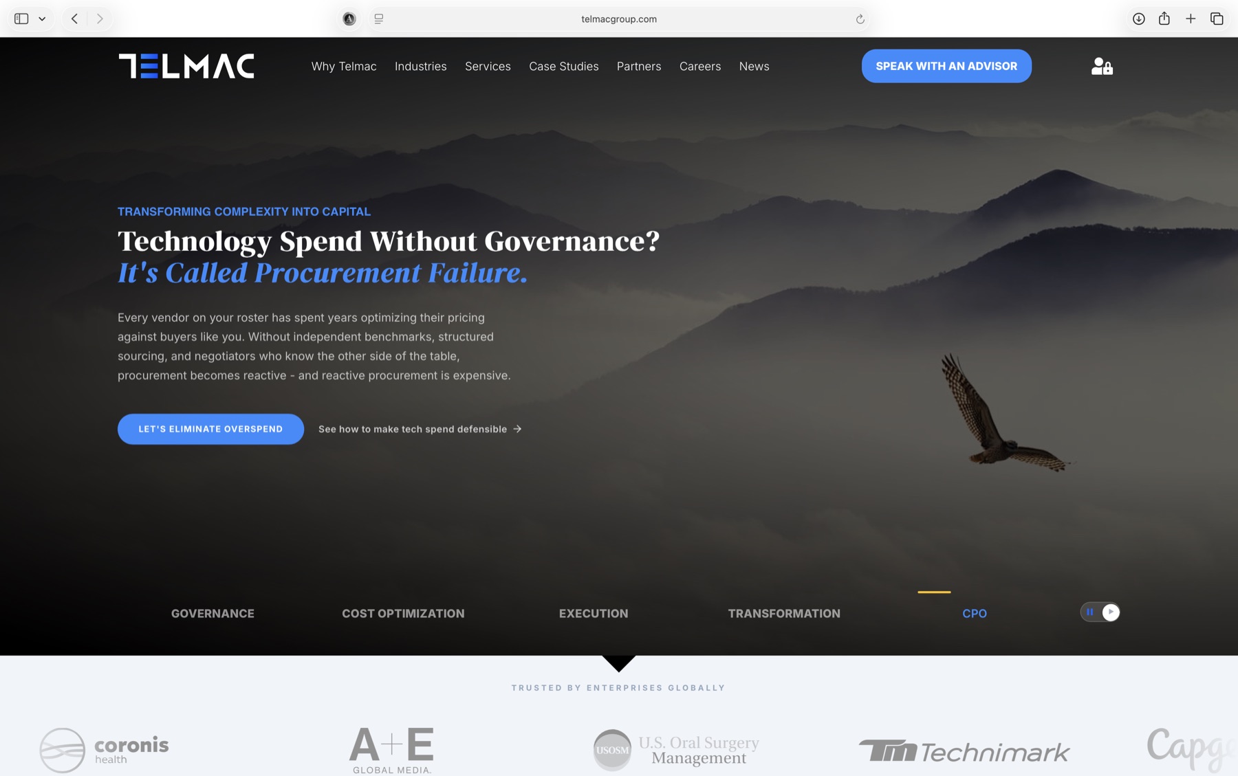 Telmac website, homepage