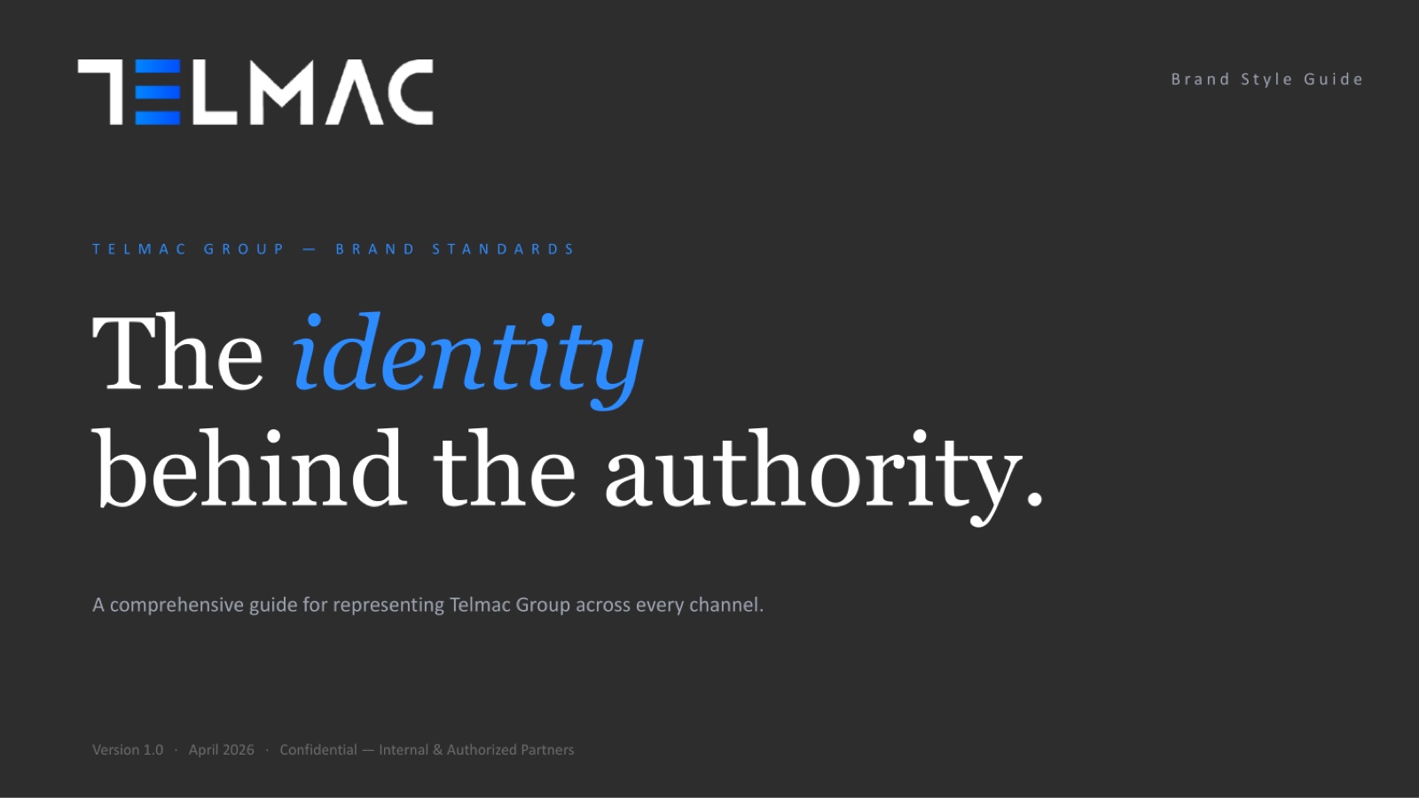 Telmac brand style guide, cover