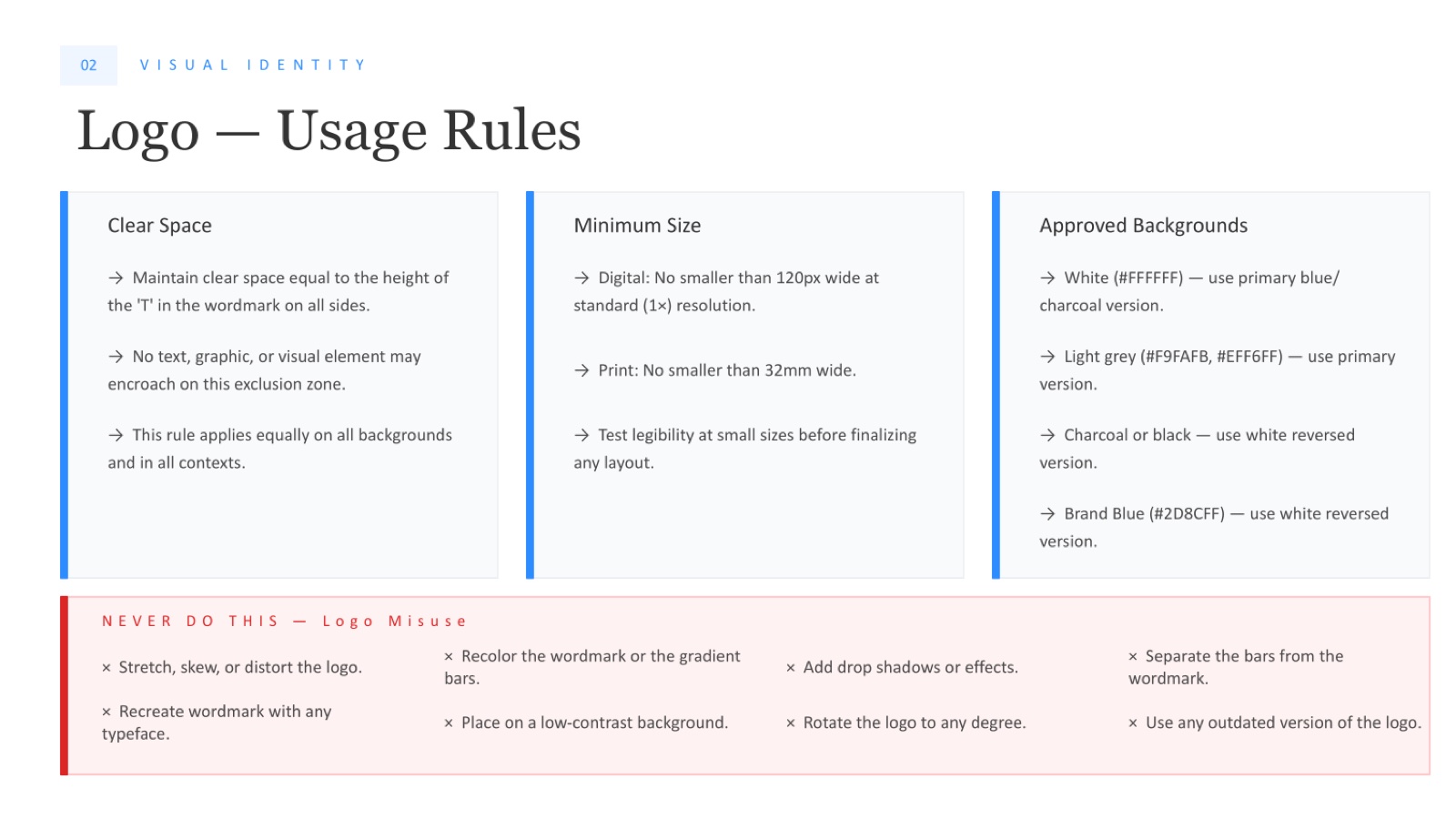 Telmac brand style guide, page 6
