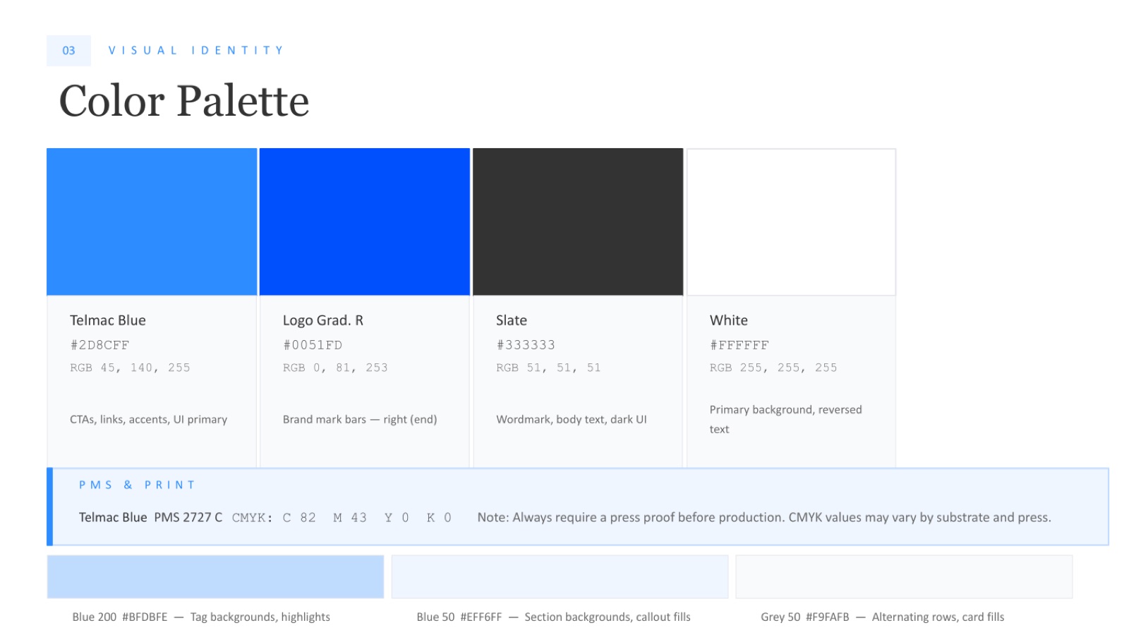 Telmac brand style guide, page 7